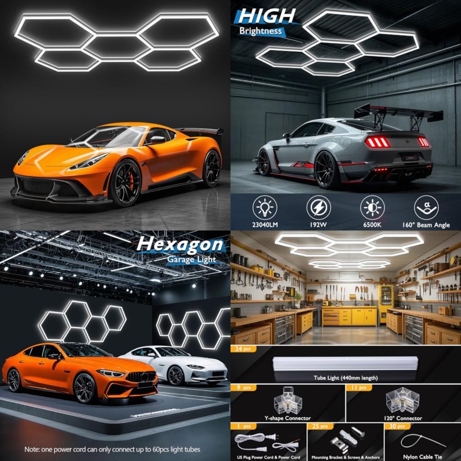 Car Led Light - Altıgen Garaj Lambaları, LED Petek Tavan